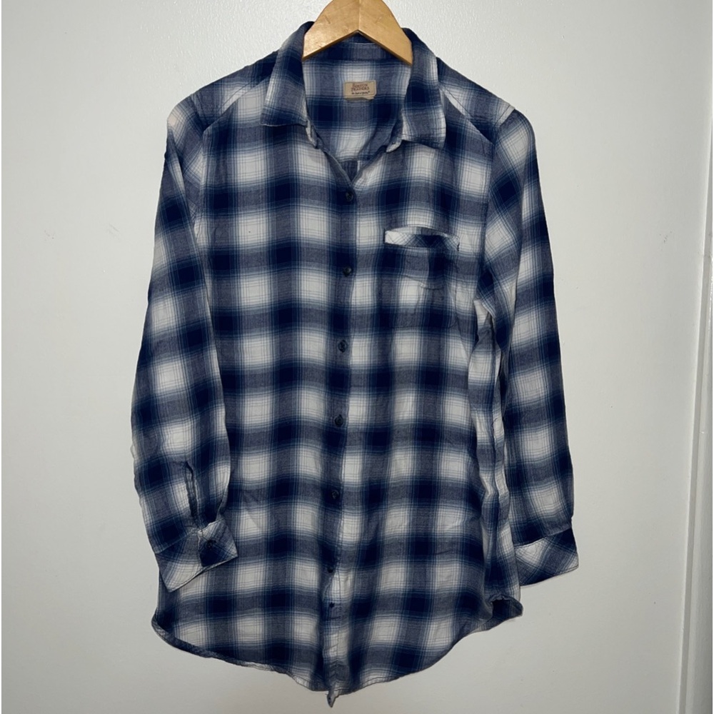 Boston Traders Women's Flannel Tunic Blue Plaid Size M